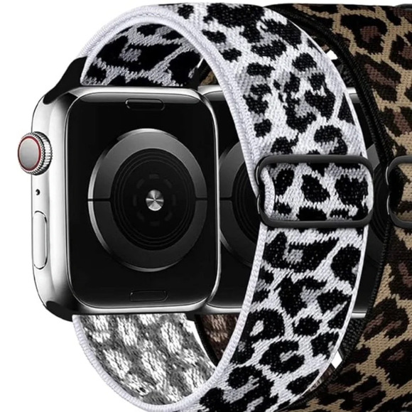 Stretchy Leopard Animal Apple Watch Band Nylon 38 40 41 Adjustable Elastic Sport - Picture 3 of 5